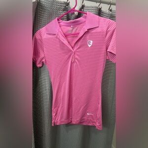 Crestview Country Club Pink Striped Golf Polo